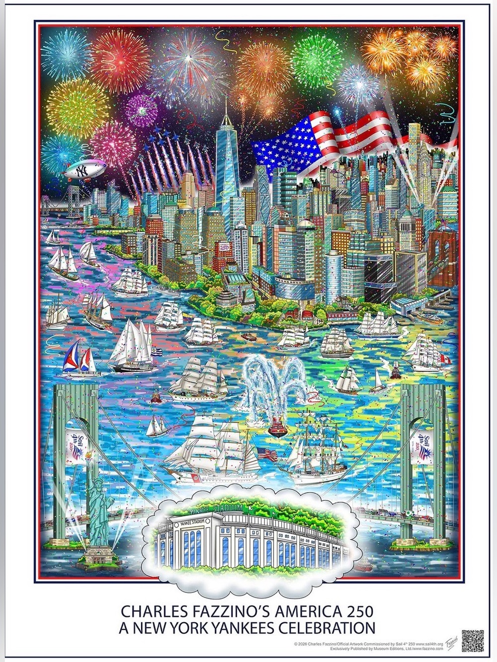 Charles Fazzino America250: A New York Yankees poster ⚾️ 🇺🇸 🎆 🎇
